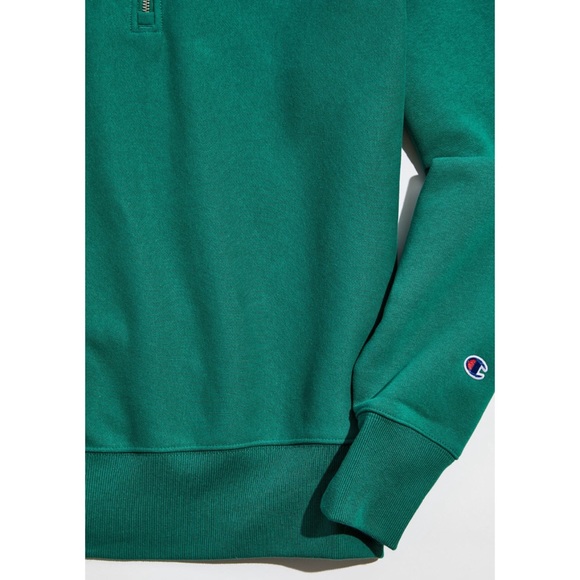 Champion Urban Outfitters Exclusive Reverse Weave Green Quarter-Zip Sweatshirt - Picture 3 of 8